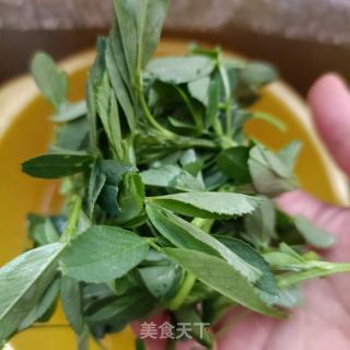 苜蓿草煎馒头片的做法步骤：1