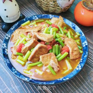 蒜薹烧豆腐的做法步骤：12