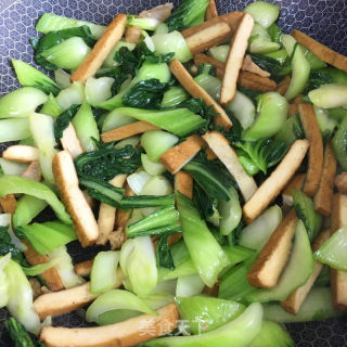 油渣香干炒青菜的做法步骤：5