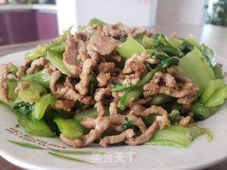 莙荙菜杆炒肉丝的做法步骤：6
