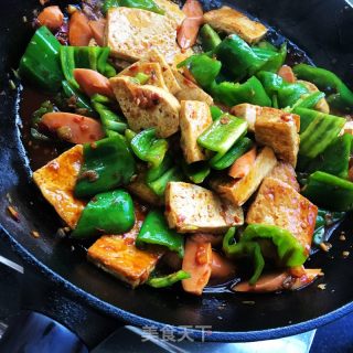 老干妈豆豉烧豆腐的做法步骤：8