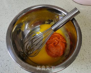 南瓜泥米粉蒸蛋糕的做法步骤：3