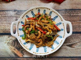 螺丝椒平菇炒肉丝的做法步骤：18