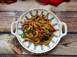 螺丝椒平菇炒肉丝的做法步骤：17