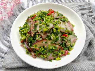 腊肉炒野辣菜的做法步骤：10
