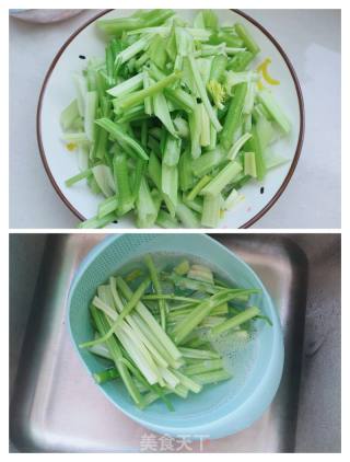 肉丝炒芹菜的做法步骤：1