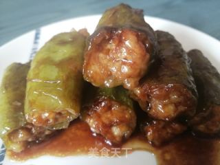 青椒酿肉的做法步骤：8