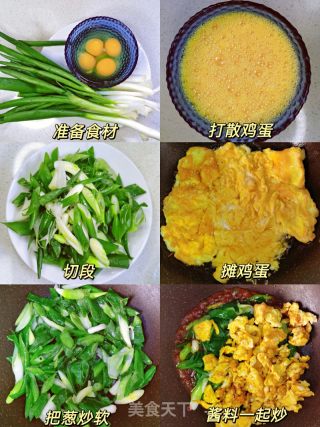废馒头的发芽葱炒鸡蛋的做法步骤：3