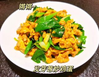 废馒头的发芽葱炒鸡蛋的做法步骤：1