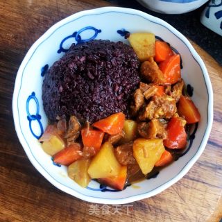 咖喱牛肉紫米饭的做法步骤：12