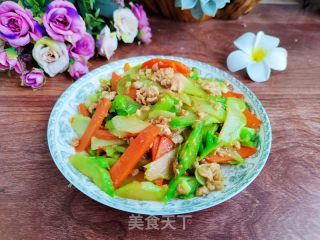 肉末炒儿菜的做法步骤：6