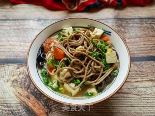 荠菜豆腐荞麦面的做法步骤：10