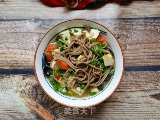 荠菜豆腐荞麦面的做法步骤：9