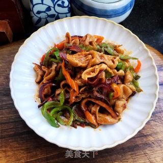 青椒炒肥肠的做法步骤：8