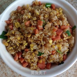火腿肠炒咖喱饭的做法步骤：9