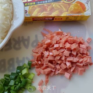 火腿肠炒咖喱饭的做法步骤：2