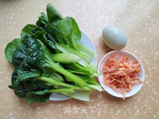 青菜虾米蛋花汤的做法步骤：1