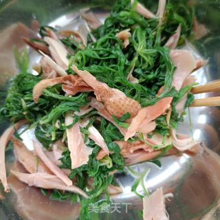 鸡肠草拌熏鸡肉的做法步骤：14