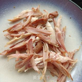 鸡肠草拌熏鸡肉的做法步骤：8