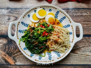 金针菇菠菜拌鸡蛋的做法步骤：11