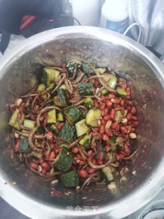 下酒硬菜，小鱼花生米拍黄瓜的做法步骤：8