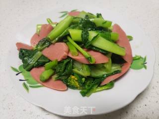 菜苔炒火腿肠的做法步骤：5