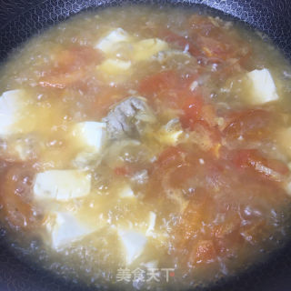番茄豆腐肉片汤的做法步骤：9