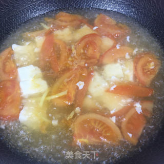 番茄豆腐肉片汤的做法步骤：7