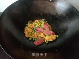 毛豆鸡蛋炒火腿的做法步骤：7