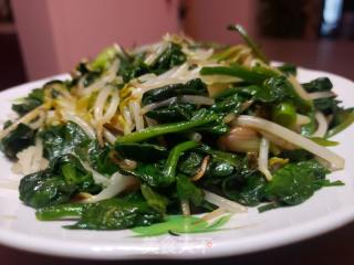菠菜炒绿豆芽的做法步骤：6