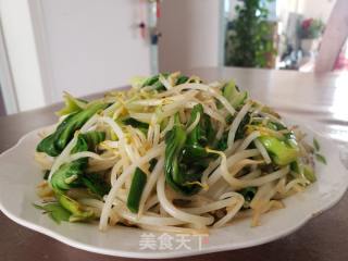 青菜炒绿豆芽的做法步骤：5