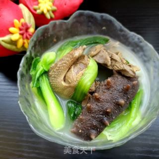 油菜海参鸽子汤的做法步骤：9