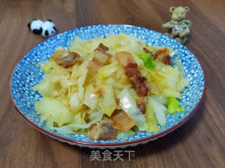 咸肉炒包菜的做法步骤：5