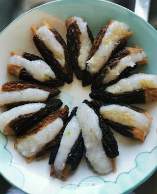 虾茸酿羊肚菌的做法步骤：4