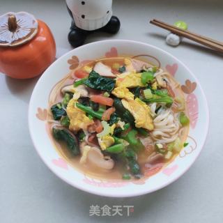 香菇、菠菜汤面的做法步骤：12