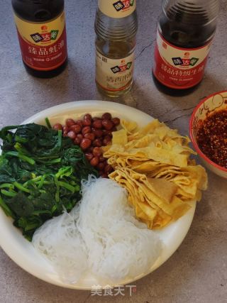 菠菜蛋皮拌粉丝的做法步骤：16