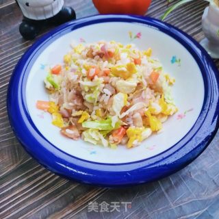 猪头肉虾仁炒饭的做法步骤：10