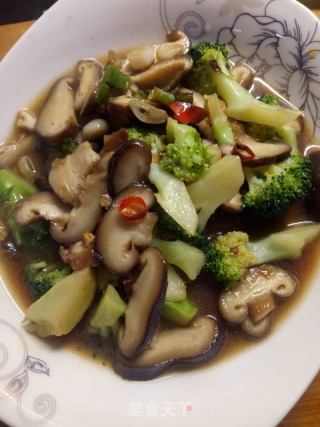 蚝油西兰花炒香菇的做法步骤：5