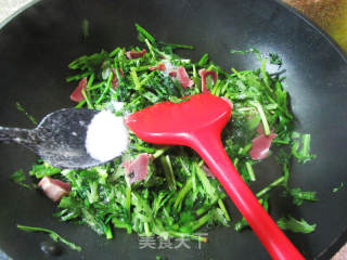 香卤鸭肫炒茼蒿的做法步骤：5