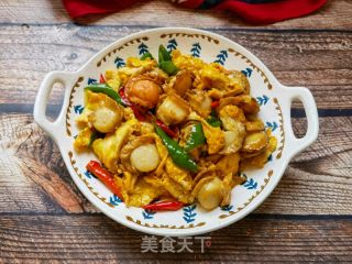 青红椒鸡蛋炒扇贝肉的做法步骤：15