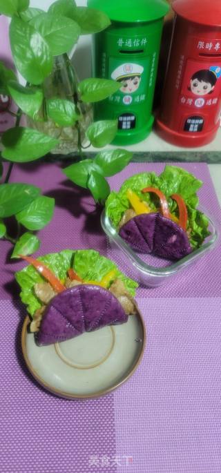 紫薯荷叶饼夹彩椒肉的做法步骤：14