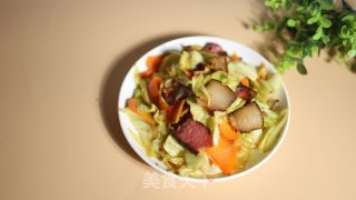 腊肉炒包包菜的做法步骤：8