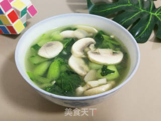 青菜蘑菇汤的做法步骤：7