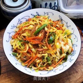 包菜炒红薯粉的做法步骤：11