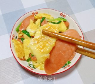 火腿肠炒鸡蛋的做法步骤：15