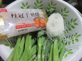 干贝烧油菜蕻煮粉丝的做法步骤：1