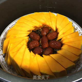 红枣糯米蒸南瓜的做法步骤：6