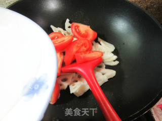 番茄炒莲藕的做法步骤：3