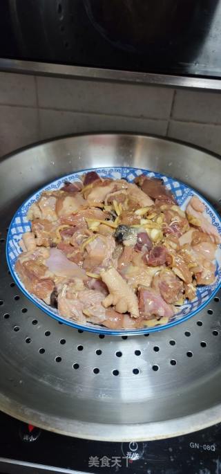 鹿茸菇蒸鸡的做法步骤：5