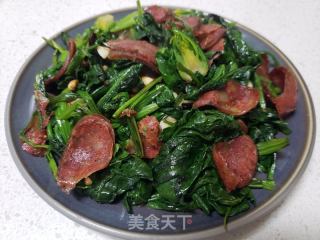 菠菜炒腊肠的做法步骤：5